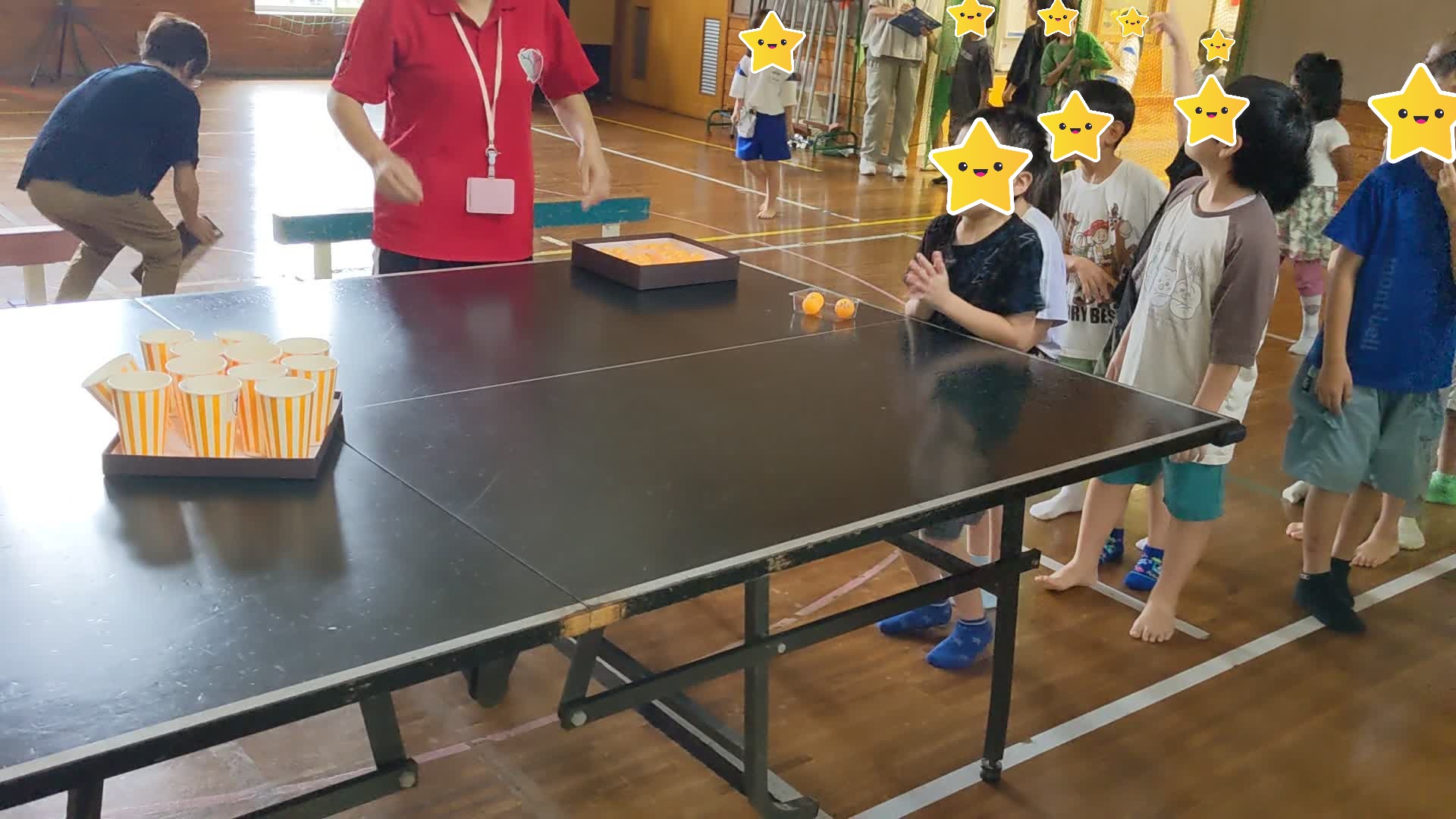ピンポン玉が入って喜んでいる所