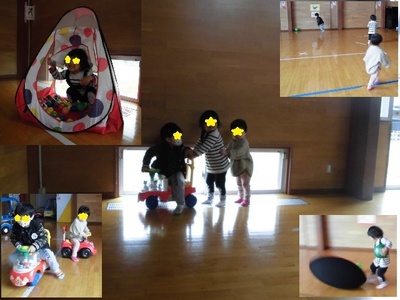 プレイルームに移動して身体をいっぱい動かして遊ぶ子どもたちの写真
