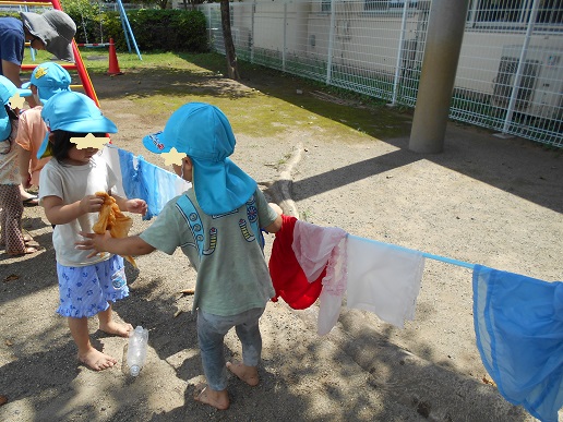 洗った物を干す